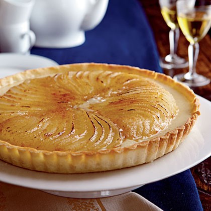 Roasted pear crème brûlée tart