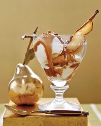 Roasted pear sundaes with balsamic-caramel sauce