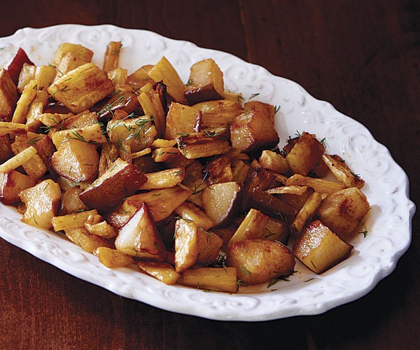Roasted pears and parsnips