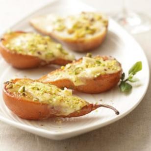Roasted pears with Brie and pistachios