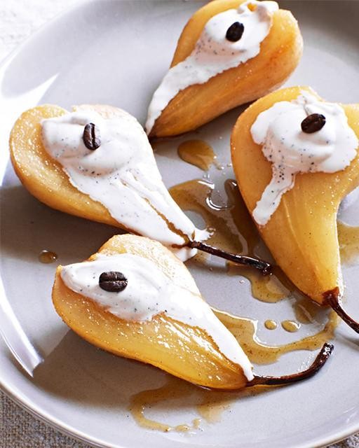 Roasted pears with coffee mascarpone