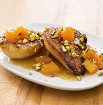 Roasted pears with dried apricots and pistachios