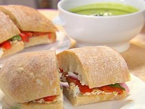 Roasted pepper & goat cheese sandwiches
