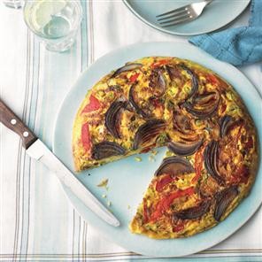 Roasted pepper and red onion frittata