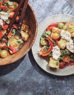 Roasted pepper panzanella