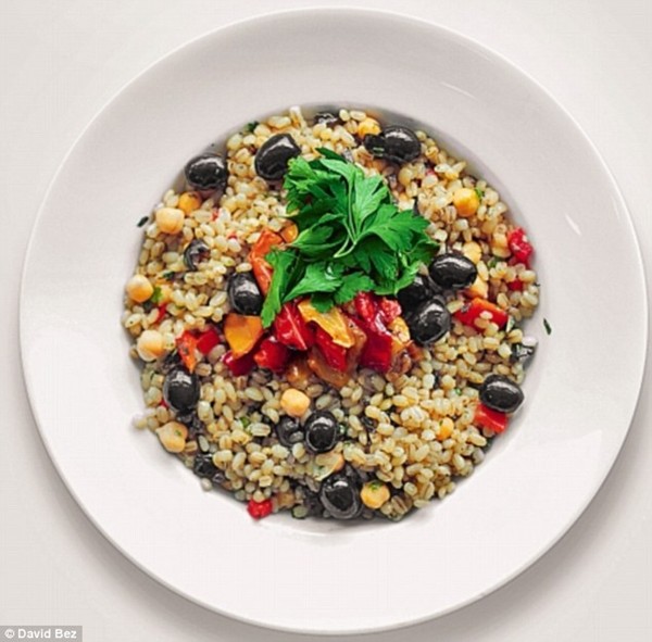 Roasted peppers, chickpeas and barley