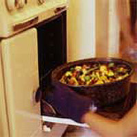 Roasted peppers with baby veggies