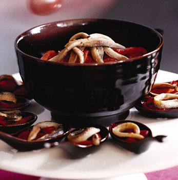 Roasted peppers with boquerones