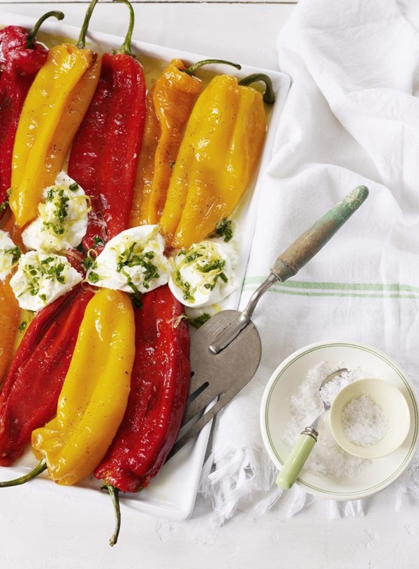 Roasted peppers with buffalo mozzarella and basil