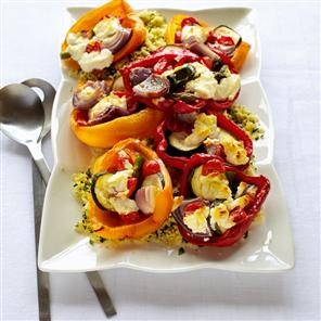 Roasted peppers with herb couscous