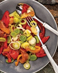 Roasted peppers with leeks