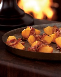 Roasted persimmons wrapped in pancetta