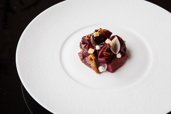 Roasted pigeon, beetroot, fig and blue cheese