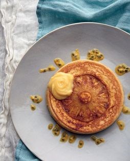 Roasted pineapple pancakes
