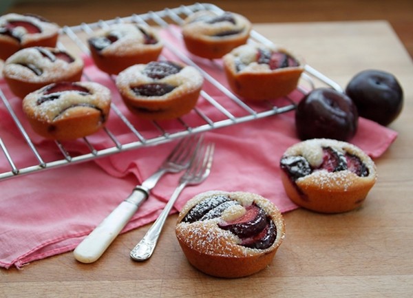 Roasted plum and almond financiers
