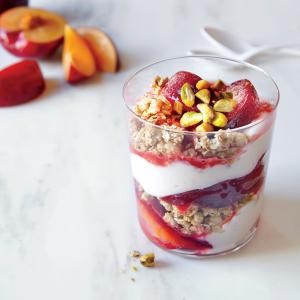 Roasted plum breakfast parfaits