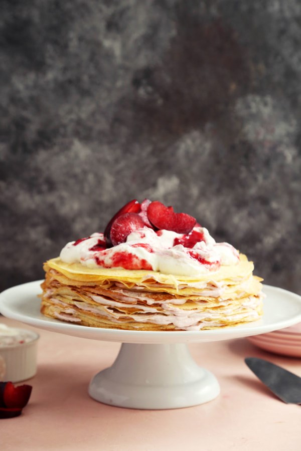 Roasted plum crepe cake