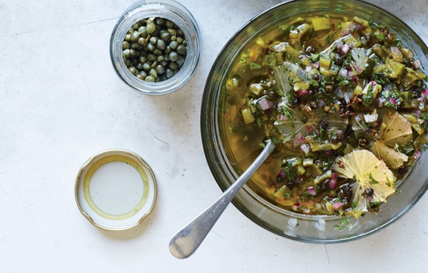 Roasted poblano and caper salsa