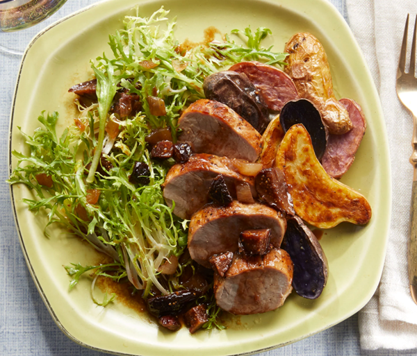 Roasted pork & potatoes with fig sauce