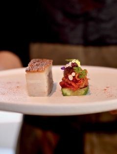 Roasted pork belly (Kimchi nam prik ong)