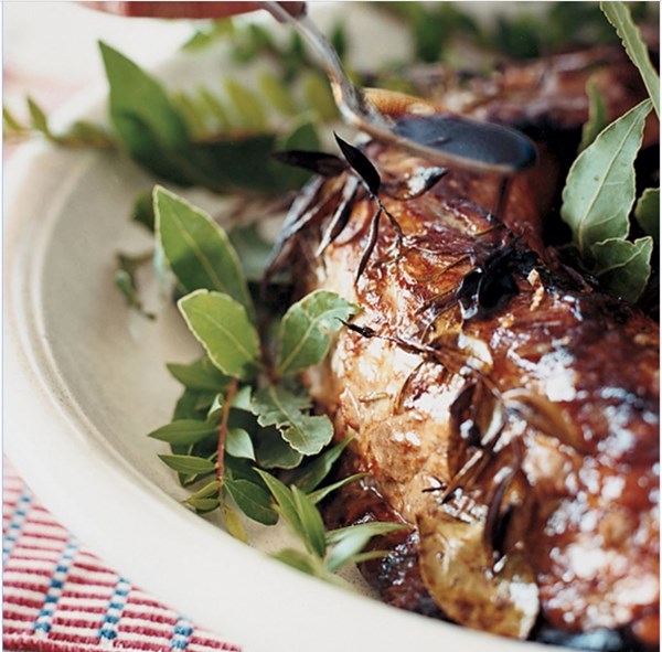 Roasted pork loin with saba