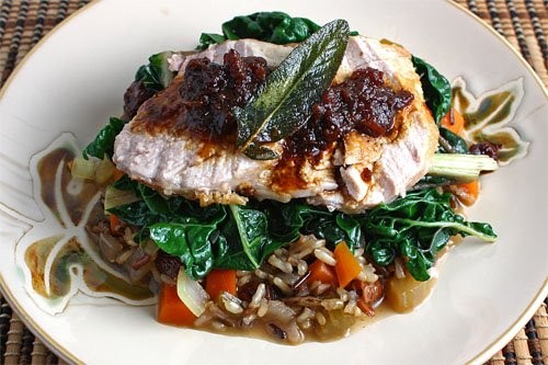 Roasted pork tenderloin with apple gravy