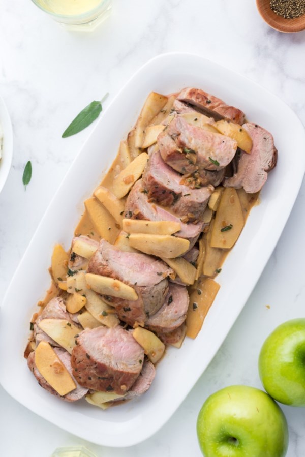Roasted pork tenderloin with sage and apple