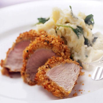 Roasted pork tenderloin with sage corn bread crust