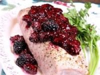 Roasted pork with blackberry sauce