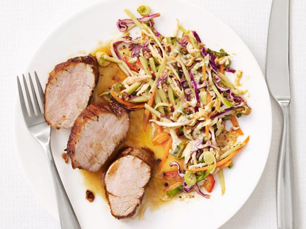 Roasted pork with Cajun slaw