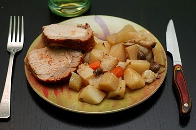 Roasted pork with kohlrabi