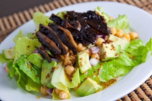 Roasted portobello mushroom salad with honey Dijon dressing