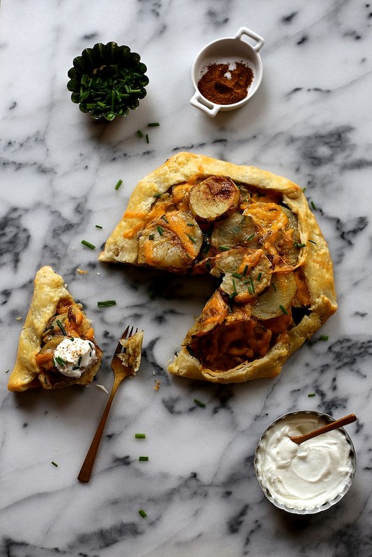 Roasted potato galette with cheddar and chives