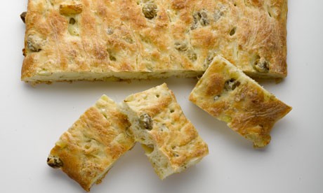 Roasted potato olive bread