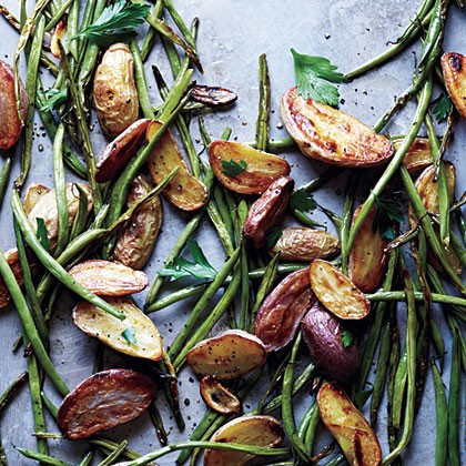 Roasted potatoes and green beans