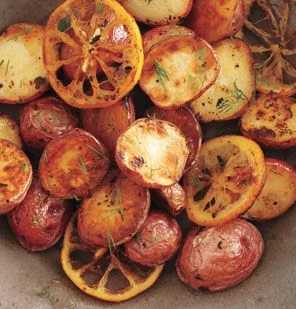 Roasted potatoes and lemon with dill