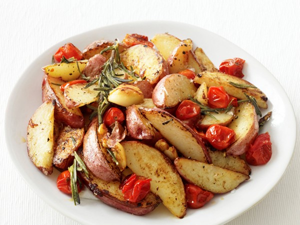 Roasted potatoes and tomatoes