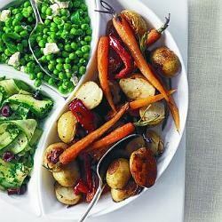 Roasted potatoes, carrots & capsicums with rosemary