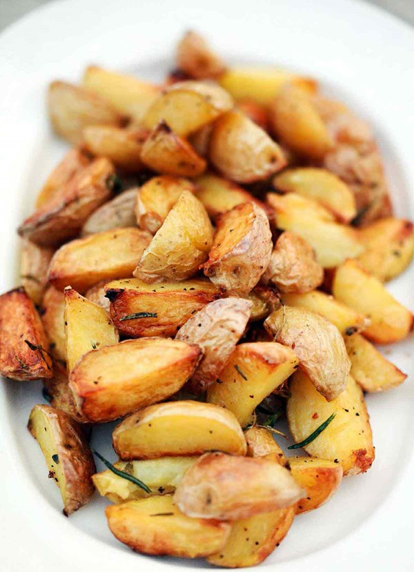 Roasted potatoes on the grill