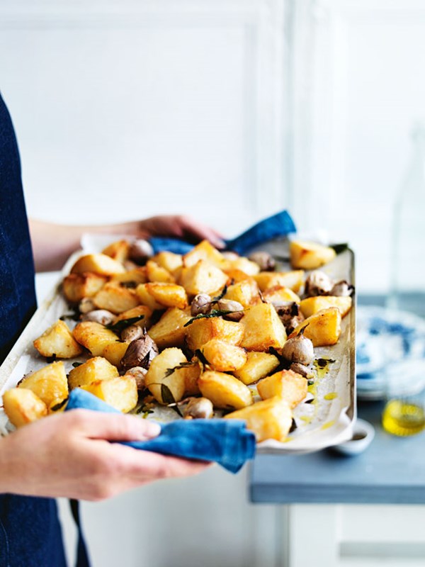 Roasted potatoes with chimichurri sauce