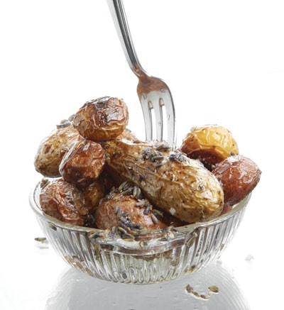 Roasted potatoes with lavender