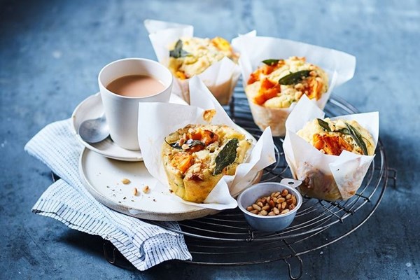 Roasted pumpkin, sage & blue cheese muffins