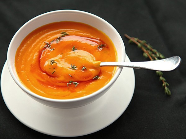 Roasted pumpkin soup with brown butter and thyme