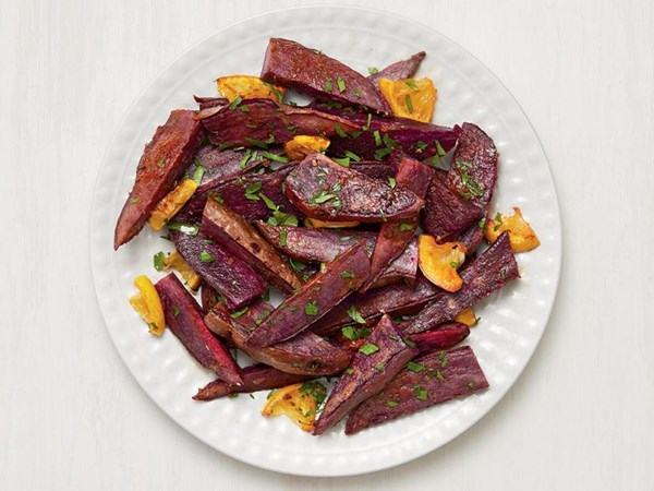 Roasted purple sweet potatoes 