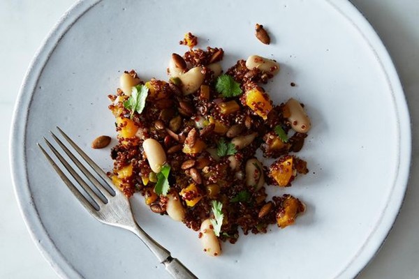 Roasted quinoa salad with spicy lime vinaigrette