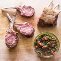 Roasted rack of lamb with roasted red pepper relish