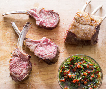 Roasted rack of lamb with roasted red pepper relish