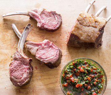 Roasted rack of lamb with roasted red pepper relish