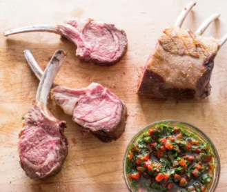 Roasted rack of lamb with roasted red pepper relish