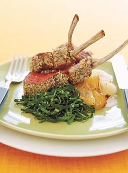 Roasted racks of lamb with malagueta pepper and farofa crust